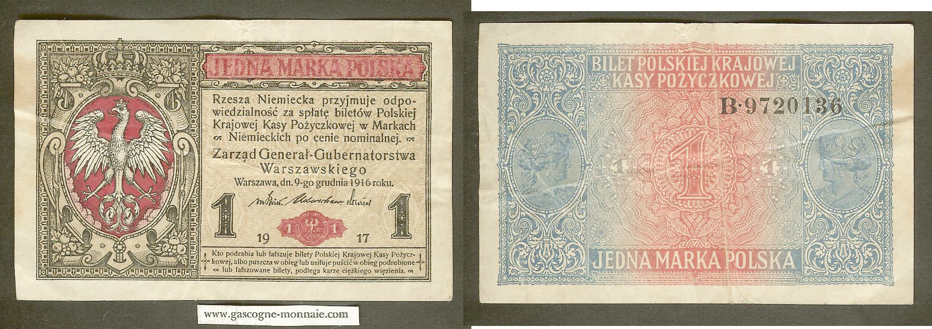 Poland 1 marki 1917 gVF